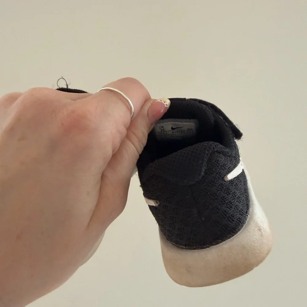 Nike Black and White Kids' Velcro Athletic Sneakers - Picture 2 of 4